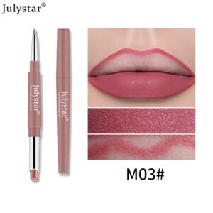 European and American cross-border double-ended lipstick lip liner non-fading non-stick cup pink rotating lipstick pen foreign trade cosmetics wholesa