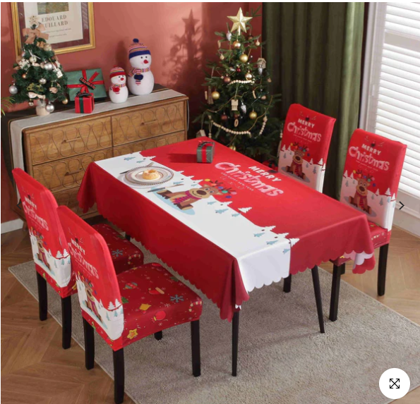 2022 New Christmas Tablecloth Chair Cover Set Christmas Decorations