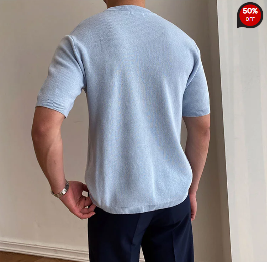 Gentlemans classic plain knitted round neck T-shirt