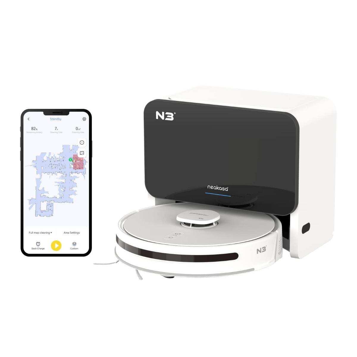 Neakasa N3 Robot Vacuum and Mop Combo with Self-Empty, 4000Pa Suction, 320mins Run-time, Wi-Fi Connected, Carpet Detection, Laser Navigation, No-go Zo