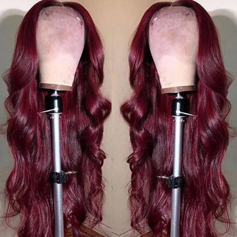Wine Red Brazilian Long Water Wave Wig