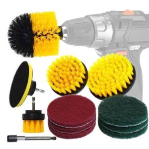 12 piece set of floor, wall, window glass cleaning and descaling electric drill brush head set, color randomly shipped