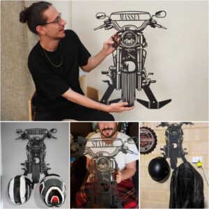 Personalized motorcycle helmet holder | Christmas gift for your family