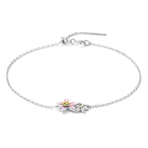 S925 sterling silver beautiful cherry blossom bracelet women’s jewelry