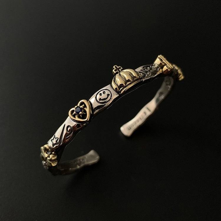 925 Sterling Silver Retro Open Bracelet Handpiece4