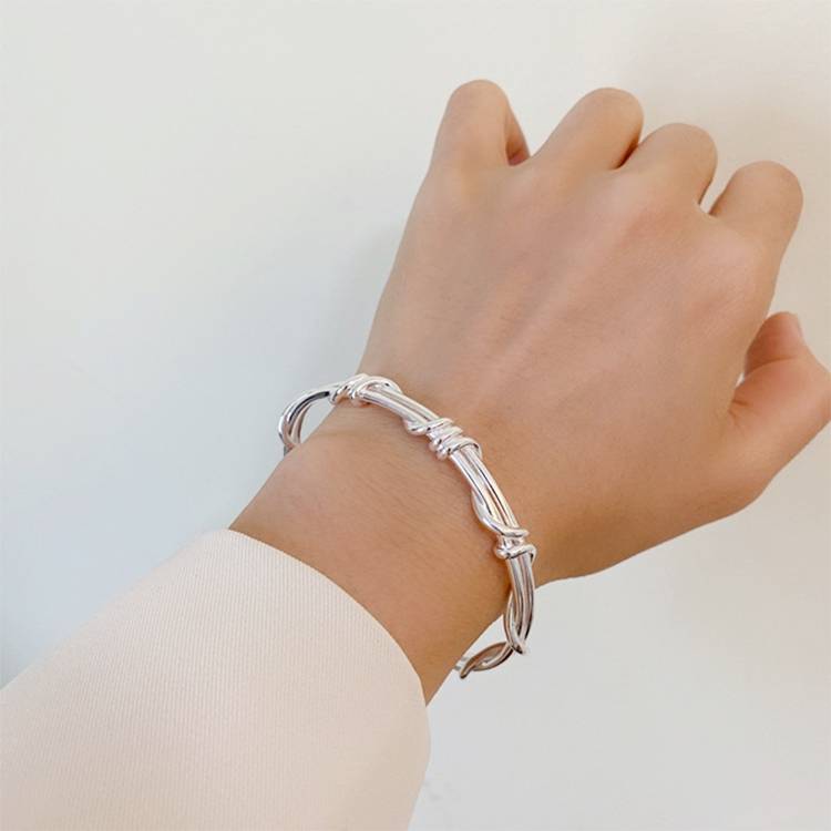 925 Sterling Silver Retro Open Bracelet Handpiece8