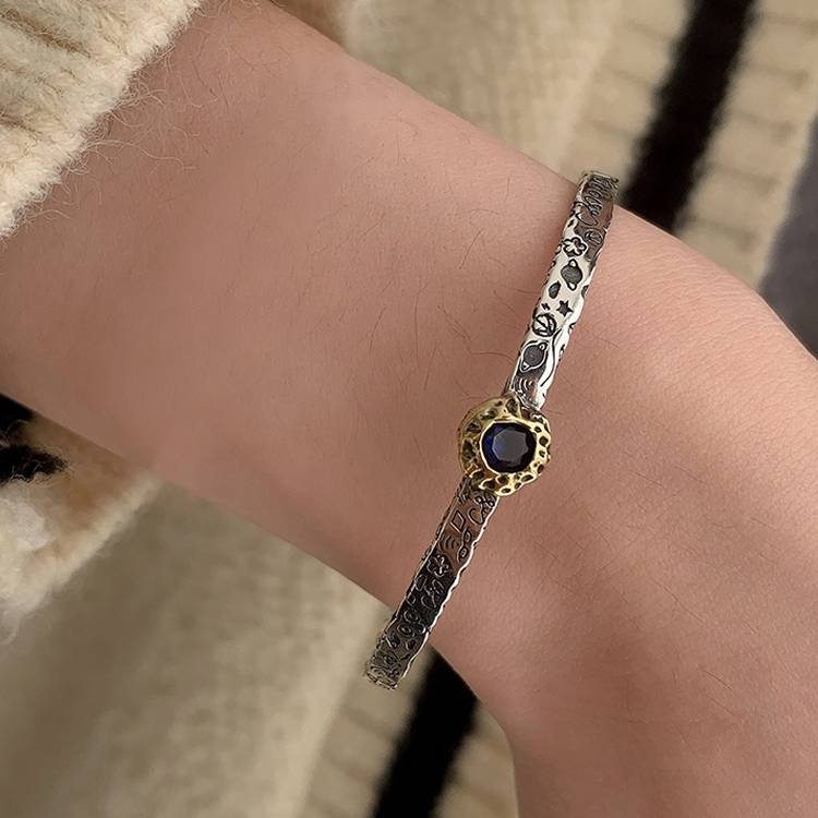 925 Sterling Silver Retro Open Bracelet Handpiece10