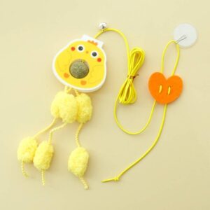 Hanging swing pet toy elastic feather cat stick (little yellow chicken)