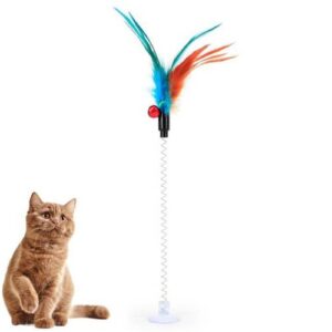 THE Cat Interactive Stick Feather Toy with Fixed Suction Cup(Random Color)