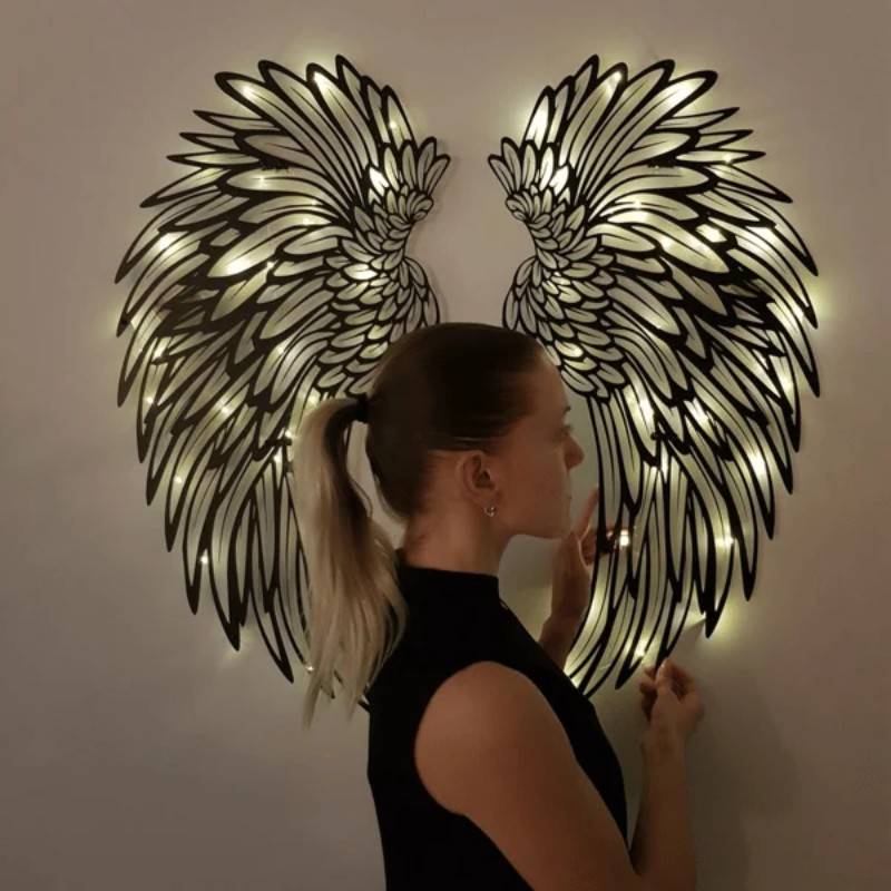 1 PAIR ANGEL WINGS METAL WALL ART WITH LED LIGHTS-2