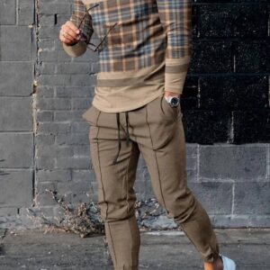 Men’s Fashion Long Sleeve T-Shirt And PantsTwo Piece Set