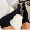 Thigh High Stretch Knit Boots Autumn and winter thick bottom round scalp knit patchwork over knee boots