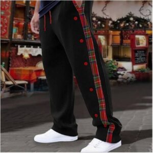 Men’s Sweatpants Joggers Trousers Drawstring Elastic Waist Straight Leg Plaid Patchwork Comfort Breathable Christmas Xmas Daily Sports Fashion Bl