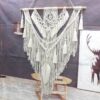 Macrame Wall Hanging Largely Cotton Rope Hand-Woven Tapestry, Above Bed Wall Decor for Bedroom with Wood Beads Design
