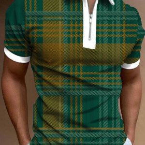 Men’s Plaid Casual Polo Shirt