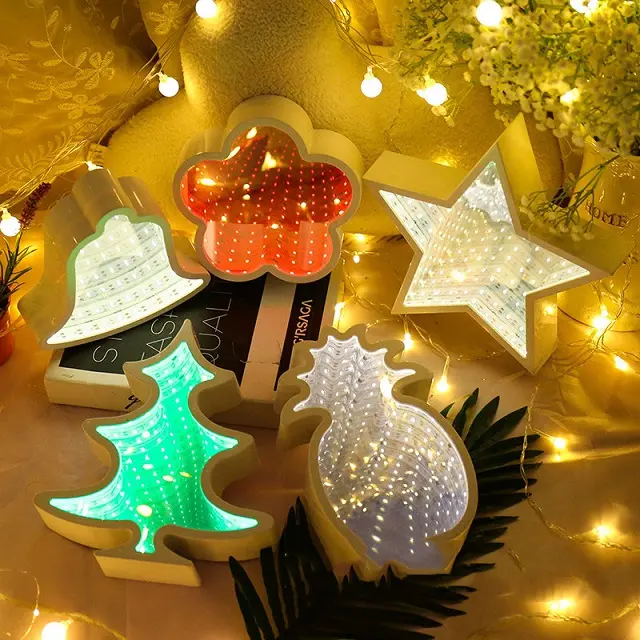 Christmas Decoration Five Pointed Star Love Modeling Tunnel Lamp 3d Infinity Mirror Led Night Light