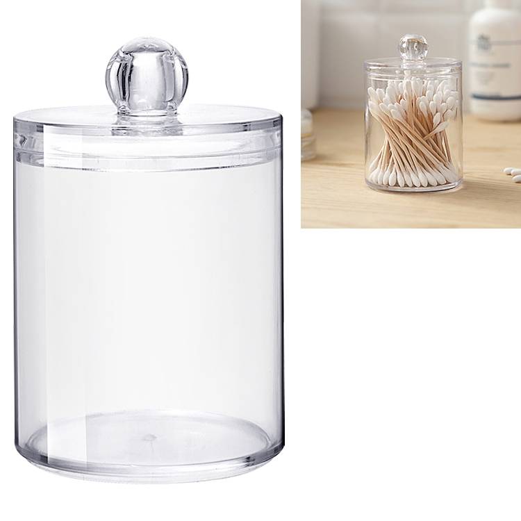 Circular plastic transparent cotton swab storage box