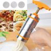 3 Molds Household Manually Small Stainless Steel Pressing Style Handhold Noodle Machine (Orange)