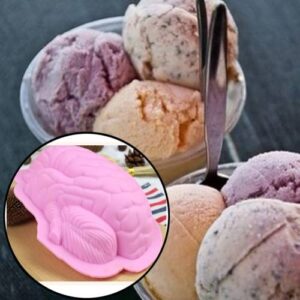 Human Brain Shape Silicone Baking Halloween Cake Mold Pudding Dessert Mold(Pink)