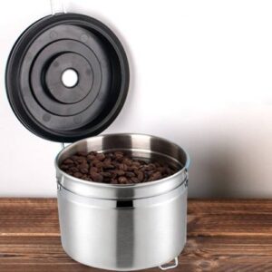 1200ml Stainless Steel Sealed Food Coffee Grounds Bean Storage Container with Built-in CO2 Gas Vent Valve & Calendar (Silver)