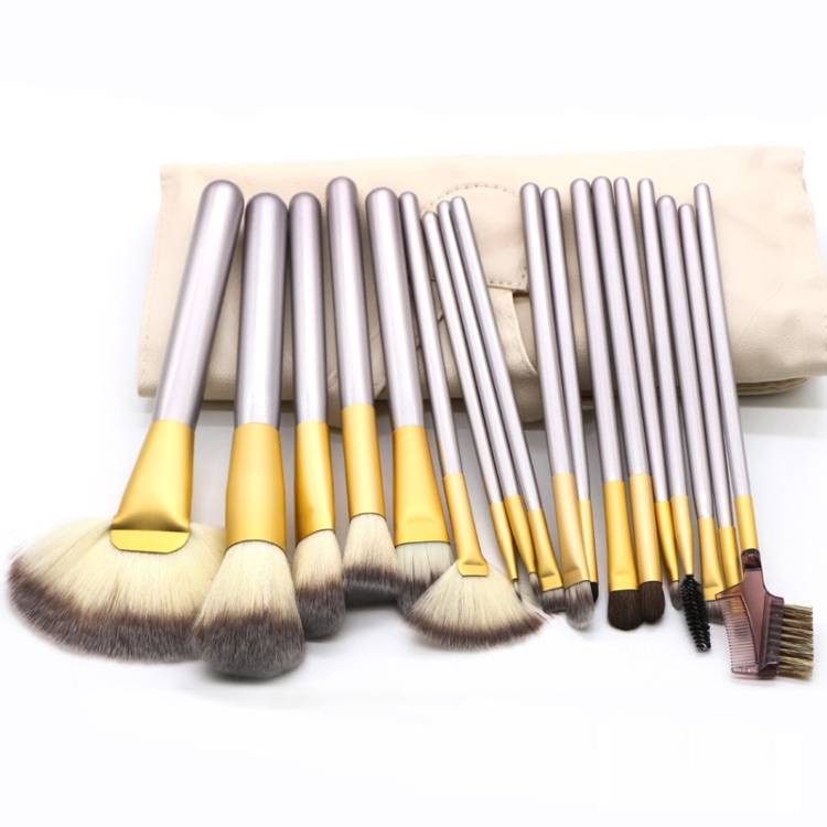 Set of 18 makeup brushes and beauty tools, off-white makeup pen set, size: 25 46cm