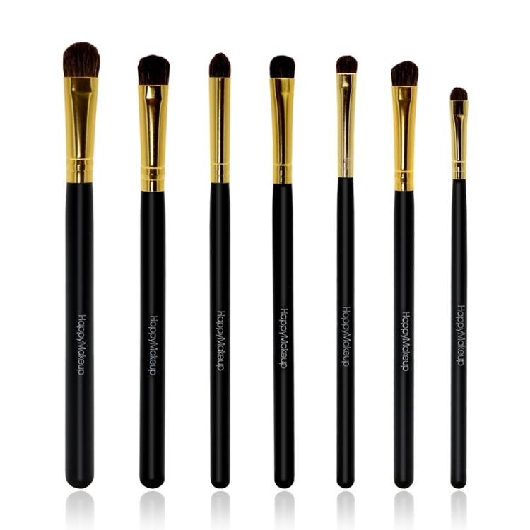 HappyMakeup 7 pieces makeup brushes, eye shadow brushes, makeup tools set (black gold)