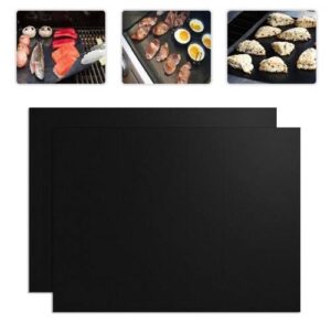 2 PCS 0.2mm Thick Barbecue Grill Mat Non-Stick BBQ Grill Mats, Size:40x33CM(Black)
