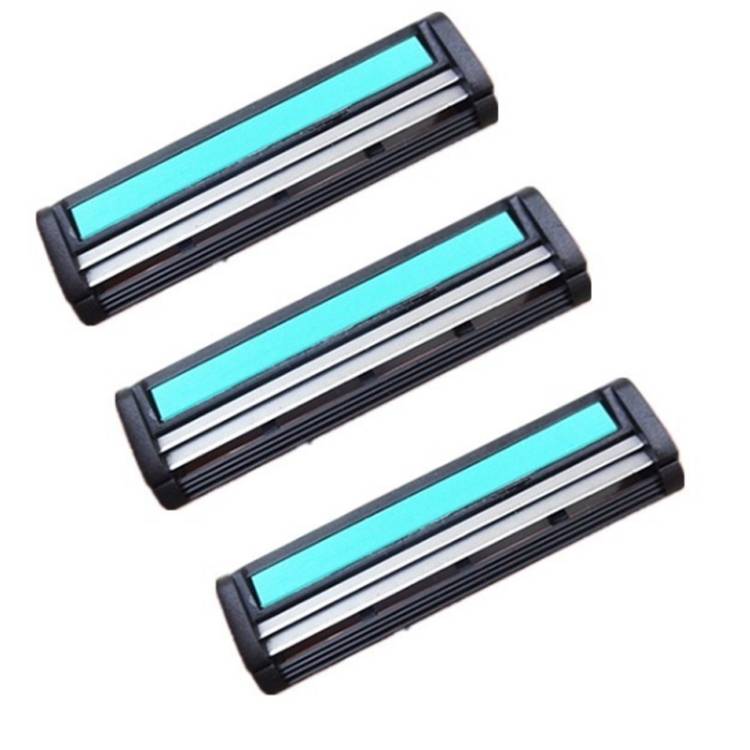 8 classic double-layer blades for men's manual razors (color: black + blue)