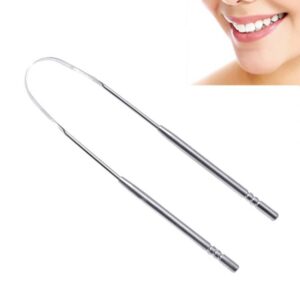 Stainless steel tongue scraper dental tool
