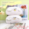 Seagull pencil bag quirky niche pencil bag sand sculpture plush stationery bag large capacity milk puff ins style student storage box
