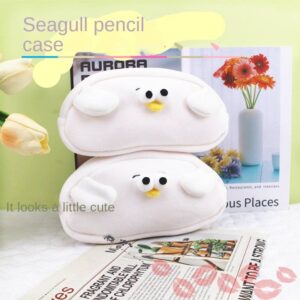 Seagull pencil bag quirky niche pencil bag sand sculpture plush stationery bag large capacity milk puff ins style student storage box