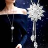 Fashionable Women’s Brilliant Flower Sweater Chain Pendant Summer Dress Jewelry