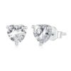 BSE853 sterling silver S925 platinum plated sparkling heart-shaped earrings