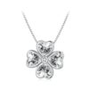 BSN334 Sterling Silver S925 Platinum Plated Lucky Clover Pendant Necklace