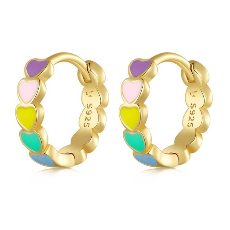 SCE909-B Sterling Silver S925 Rainbow Love Earrings Dropped Oil Jewelry Earrings