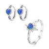 ZHS312 Sterling Silver S925 Platinum Zircon Opal Ear Buckle&Mang Star Ring Set