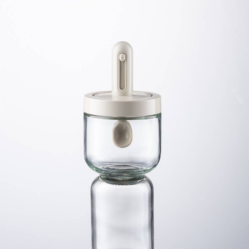 Pepper Cruet Oil Bottle Spoon Cover Glass Honey Seasoning Bottle Set Kitchen Condiment Jar