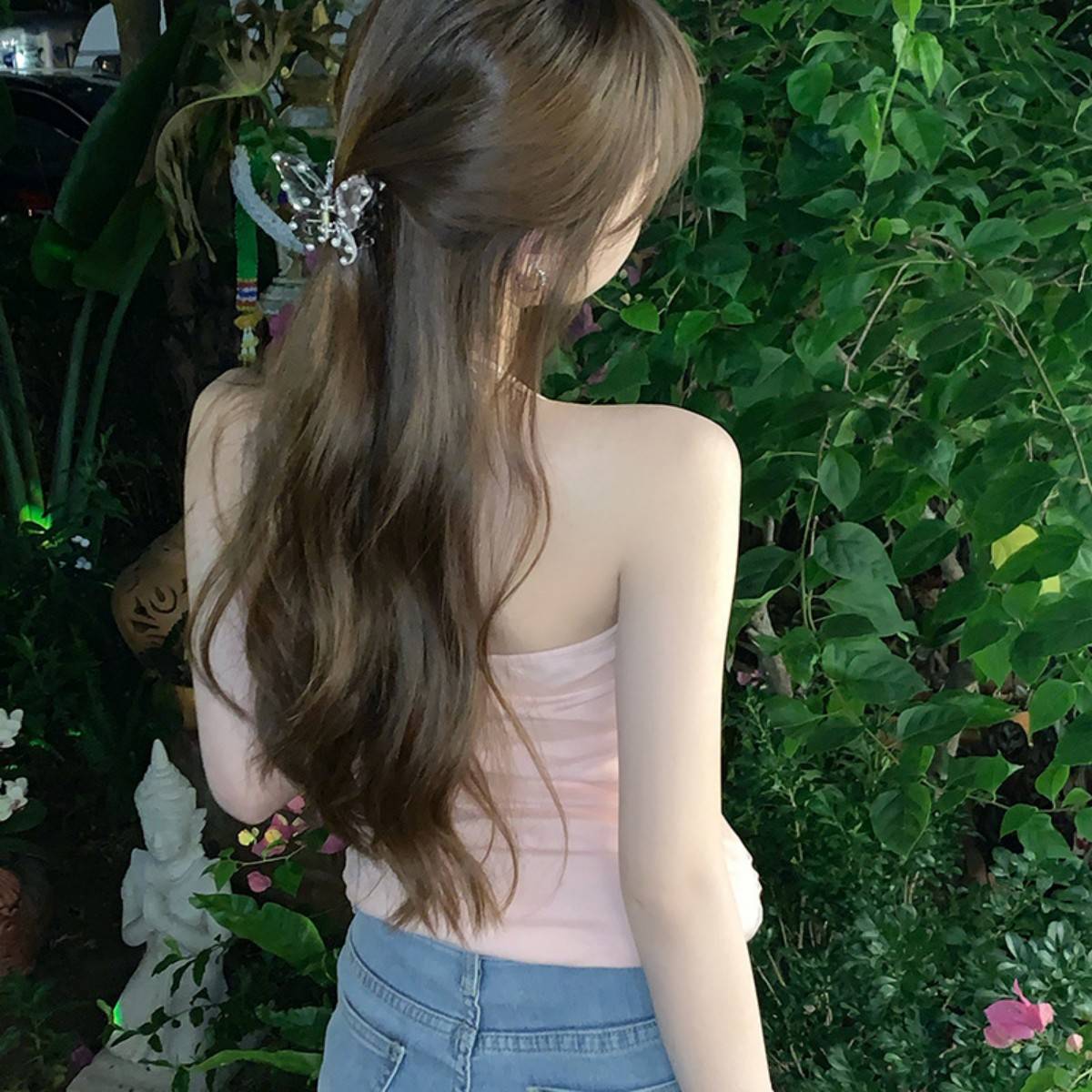 Light luxury transparent butterfly clip advanced design sense back of the head plate hair clip clip clip headdress clip hair accessories female tide