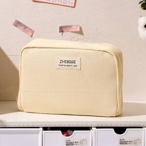 Ins big capacity canvas pencil pouch multiple use stationery bag portable cosmetic bags