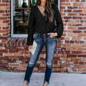 Women Off Shoulder V-Neck Blouses Floral Print Lantern Sleeve Ruffle Tops