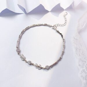 Imitation bamboo leaf S925 sterling silver bracelet