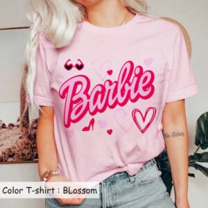 Barbie Pink Casual Style Fashion Short Sleeve Women’s T-Shirt Printed Round Neck