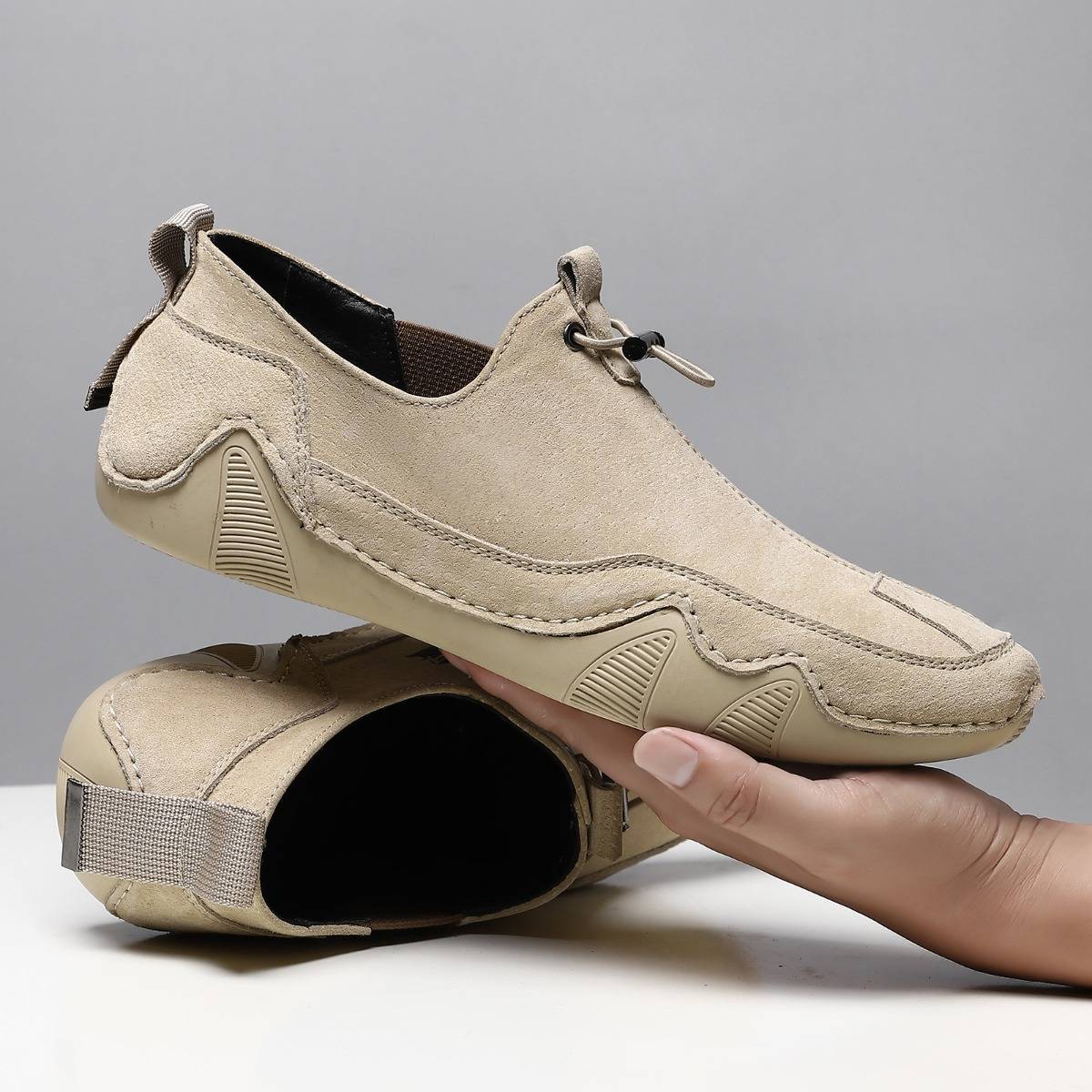 2023 cross-border hot style leather casual shoes men's shoes cover feet breathable lazy shoes leather shoes all-match shoes men's trendy sho