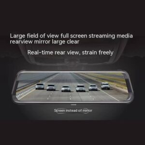 Streaming Media Car Recorder Full Screen Rearview Mirror Recorder HD 10-inch Touch Screen Dual Recording Reversing Image Machine
