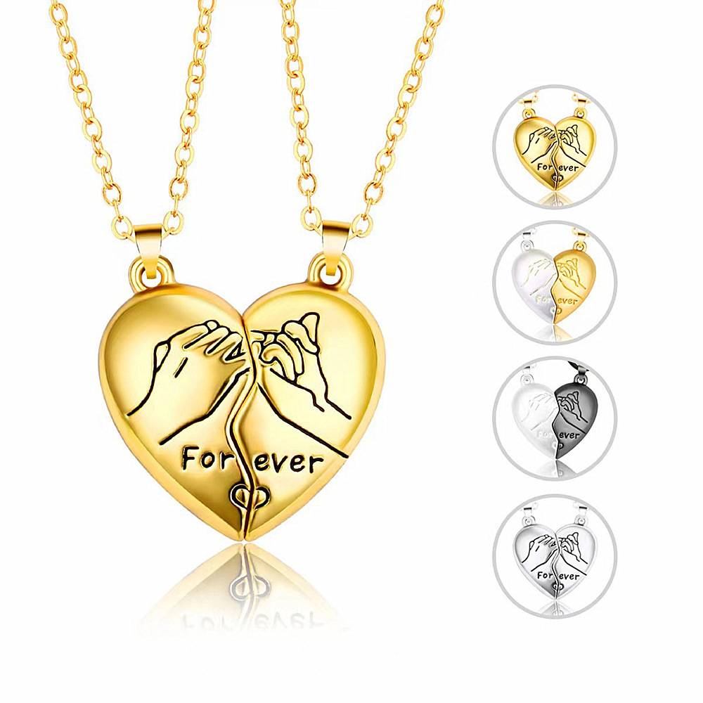 Creative Design Pendant Clavicle Chain Cross-border Explosive Style Pull Hook Heart Shape Magnetic Suction Men and Women Couple Necklace Gift Wholesal