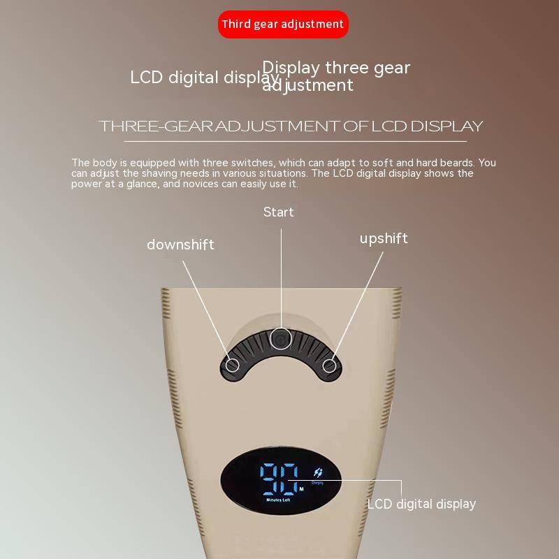 Kemei KM-5856 cross-border new electric shaver LED LCD digital display body washable USB shaver