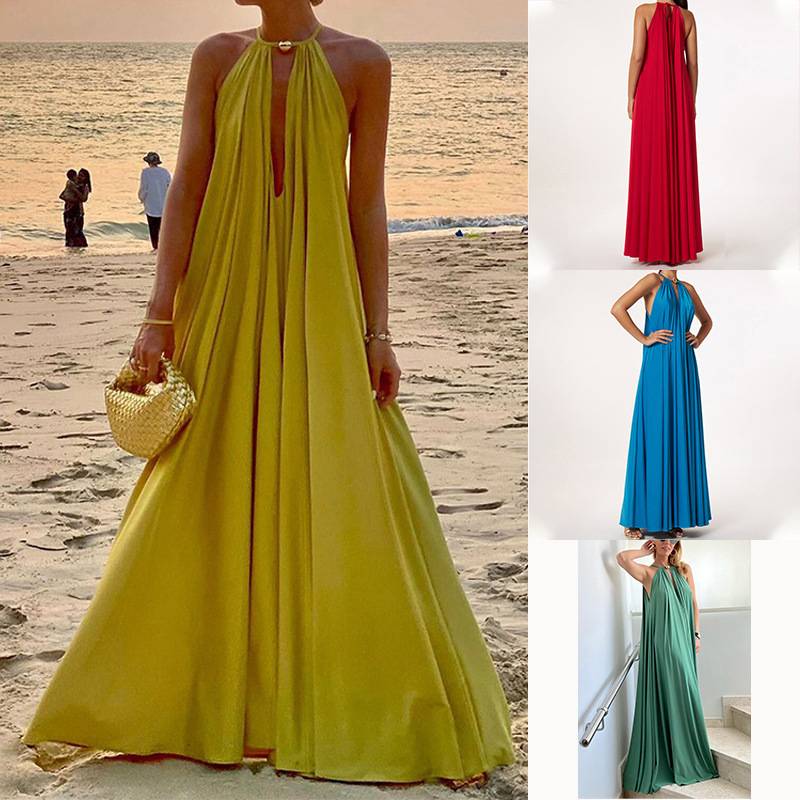 FD1353 Spot 2023 cross-border fashion new summer femininity hanging neck sleeveless loose French dress