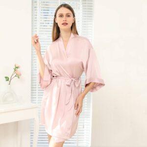Japanese kimono robe spring and summer new ice silk cardigan ladies sexy robe girlfriends pajamas pa morning robe logo