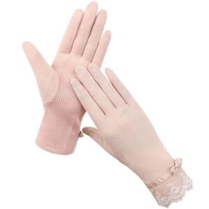 Sunscreen gloves women’s thin summer non-slip riding driving anti-ultraviolet touch screen finger polyester cotton hand