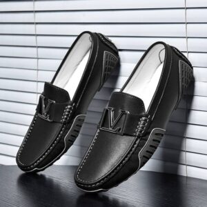 Big brand genuine leather Doudou shoes spring and summer breathable trendy casual leather shoes British slip-on driving trendy shoes plus size men&#03